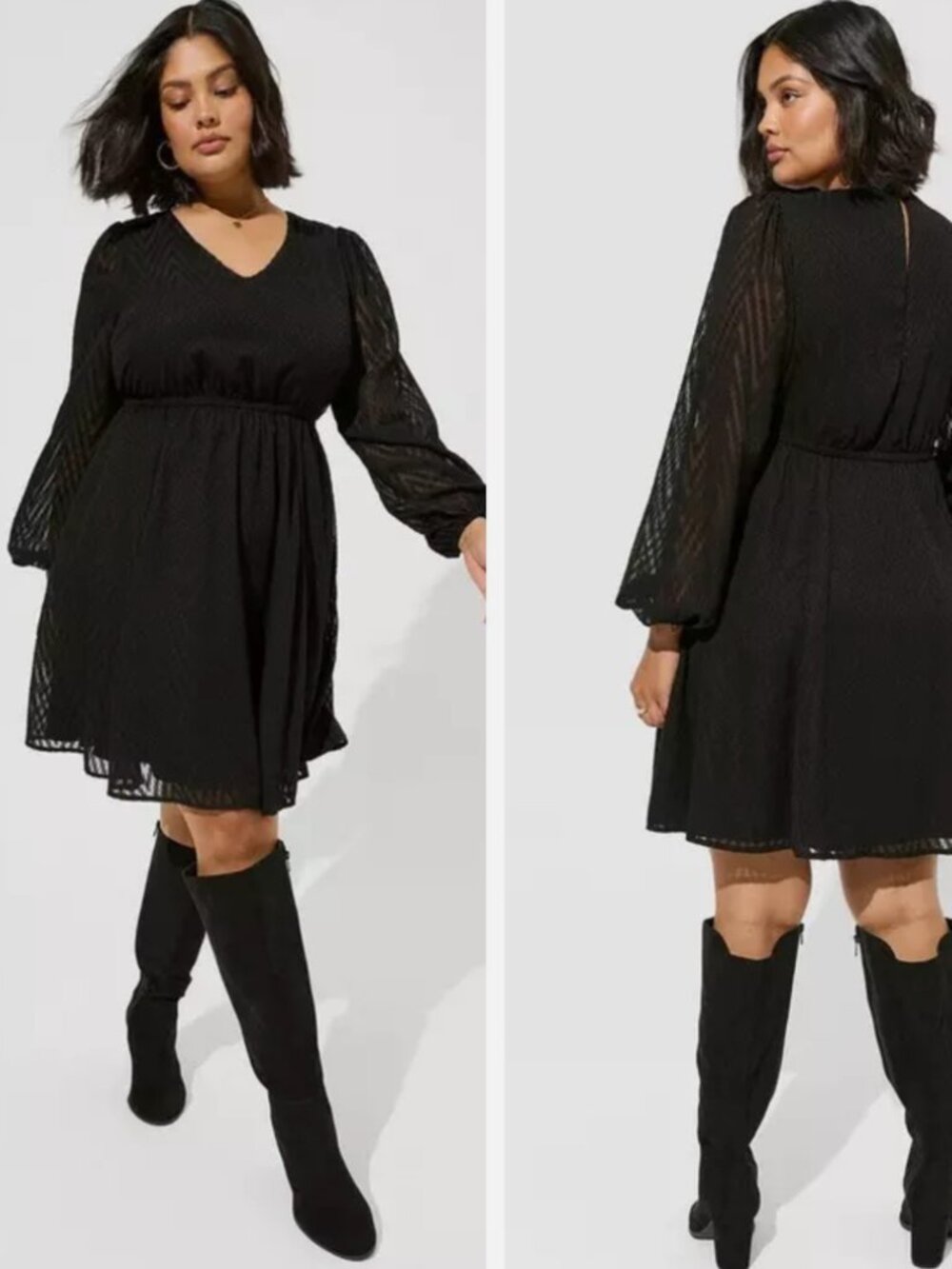 Torrid Mini Polyester Babydoll Dress Black Sheer Stripe Size 1